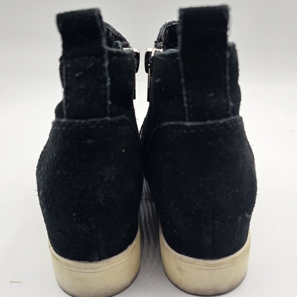 Steve Madden Black Suede Wedgie Platform Ankle Sneakers - Picture 4 of 13